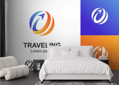 modern color agency travel check business logo. transport, logistics delivery logo design Wall mural