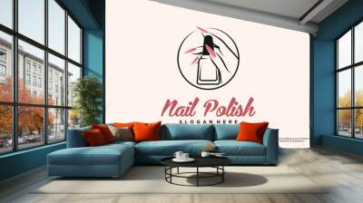 Nail polish logo design for nail art studio with circle concept and creative element Premium Vector Wall mural