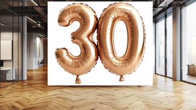 Number 30 balloon isolated on a transparent background Wall mural