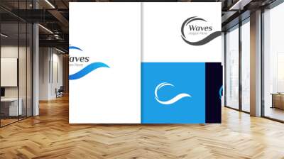 ocean blue wave abstract water logo icon design element, water wave simple logo element Wall mural