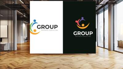 People group with letter c logo design for community, coaching and teamwork vector logo template Wall mural