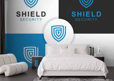 secure technology logo with shield symbol, icon design for cyber army, security system Wall mural