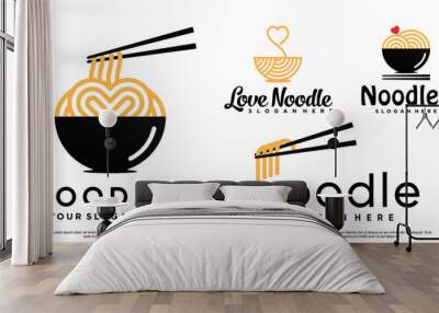 Set of ramen noodle logo design illustration for restaurant with creative concept Premium Vector Wall mural