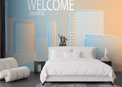 Wellcome jakarta indonesia vector illustration Wall mural