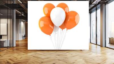 White  orange balloons isolated on transparent background Wall mural