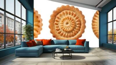 Collection of tasty cookie or biscuit isolated on a transparent background, top view, PNG Wall mural