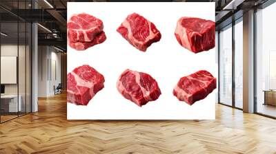 fresh raw beef steak collection isolated on a transparent background Wall mural