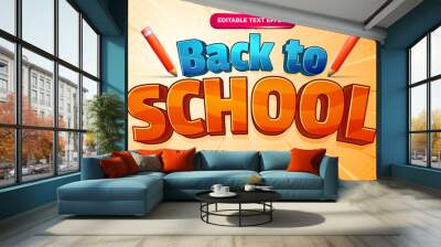 back to school cartoon editable text effect template style on halftone comic background Wall mural