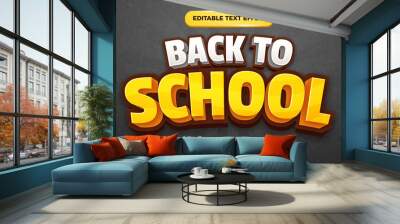 back to school editable text effect for cartoon comic game title style template blackboard Wall mural