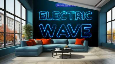 blue elictric wave editable text effect Wall mural