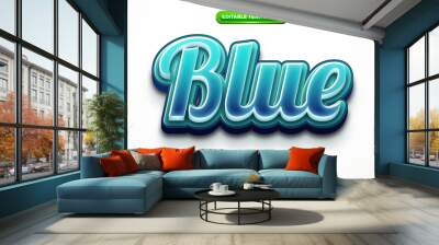 cool blue nature 3d logo template editable text effect style Wall mural