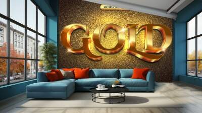 double layer gold 3d editable text effect Wall mural