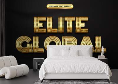 elite global gold 3d editable text effect style template Wall mural