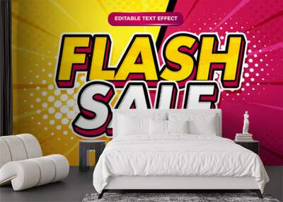 flash sale pop art  cartoon comic style editable text effect 3d template Wall mural