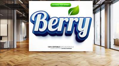 fresh blue berry nature 3d logo template editable text effect style Wall mural