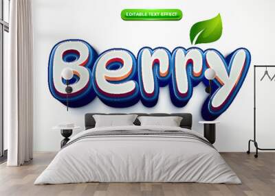 fresh cute blue berry nature 3d logo template editable text effect style Wall mural