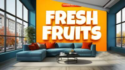 fresh fruits 3d cartoon editable text effect Wall mural