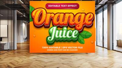 fresh orange juice editable text style effect illustrator. vector design template Wall mural