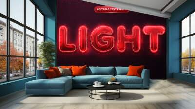 future red light neon glow 3d bold editable text effect Wall mural