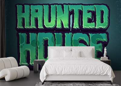 haunted house editable text effect cartoon comic game 3d style template Wall mural