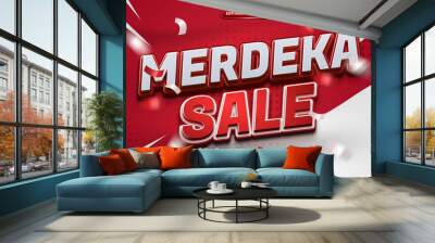 indonesia merdeka sale red white 3d Editable text Effect Style Wall mural