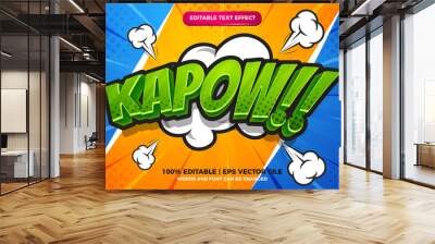 kapow comic cartoon text effect on halftone comic background Wall mural