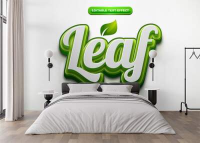 leaf green nature 3d logo template editable text effect style Wall mural