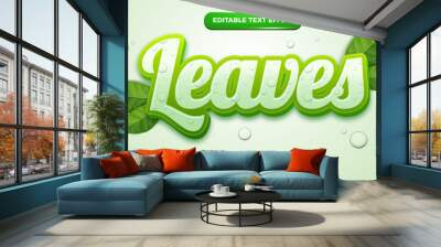 leaves fresh editable text effect logo style template Wall mural