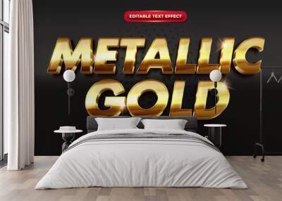 Metallic gold shiny 3d editable text effect Wall mural