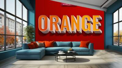 Orange Bold Long Shadow 3D editable text effect Wall mural