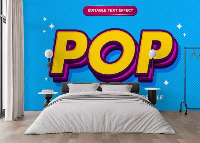 pop art retro editable text effect style for old style Wall mural