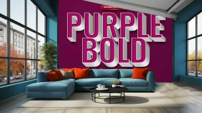 Purple Bold 3D editable text effect Wall mural