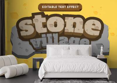 stone village comic games title editable text style effect illustrator. vector design template Wall mural