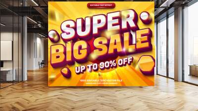 Super Big Sale Promo 3d editable text effect template with sale badge and confetti Wall mural