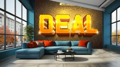 super deal yellow gold 3d editable text effect Wall mural