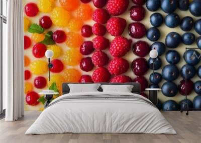 A colorful fruit tart with a white cream base Wall mural