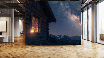 Cabin Under the Milky Way Wall mural