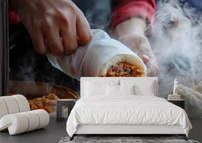 Delicious Steaming Buns Wall mural