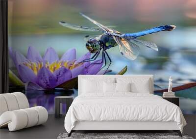 Dragonfly on a Water Lily Wall mural