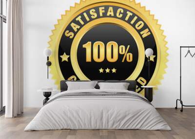 100% satisfaction guarantee golden label isolated on white background Wall mural