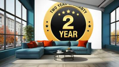 2 year warranty golden label isolated on white background Wall mural