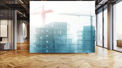 Construction Site in Fog Wall mural