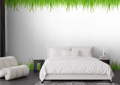 light green animation grass herb lawn and fresh bright grass lawn pattern textured on white. Wall mural