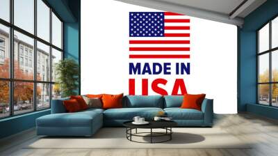 Made in USA logo or label. US icon with American flag. for packaging products Wall mural