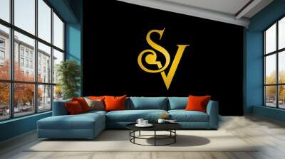 vector illustration of SV letters for icon, symbol or logo. SV initials logo Wall mural