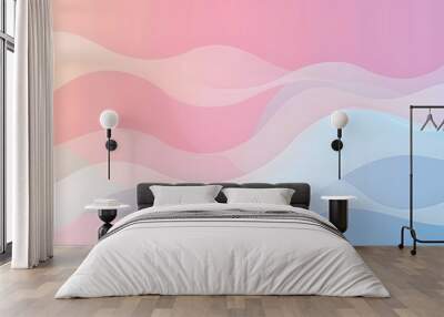 Abstract Gradient Waves: Serene Pink and Blue Aesthetic Wall mural