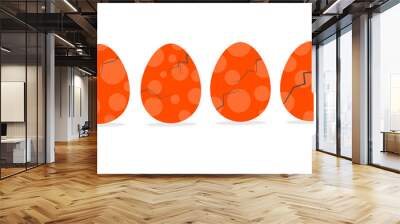 Set of dinosaur egg icons with cracks and shards. Ancient animal egg hatching stage on white background. Great for ancient reptile egg logos. Vector illustration Wall mural