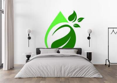 Drop Leaf Logo Design Vector Wall mural