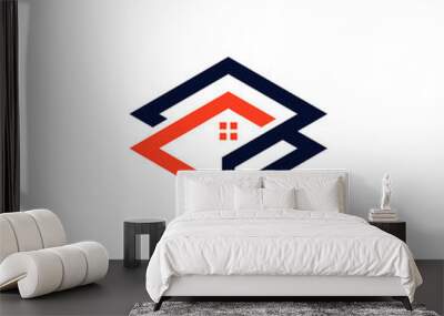 Letter B C house Logo Vector Wall mural