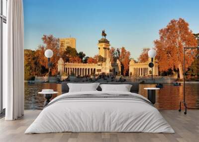 Autumn Lights in El Retiro Park Madrid Wall mural